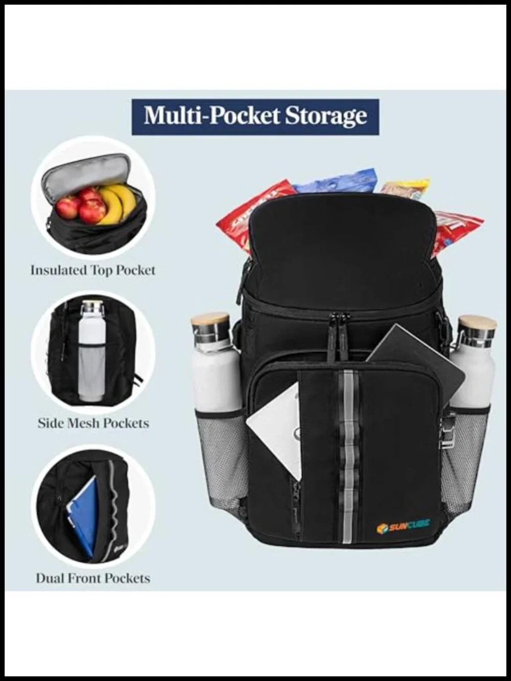 Insulated Leakproof Cooler Backpack 33 Can Camping Hiking Beach